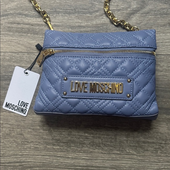 Moschino Quilted Blue Crossbody with Gold Chain - Picture 2 of 4